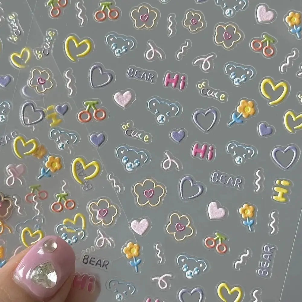 Cute Cartoon Nail Stickers – Self-Adhesive Nail Art Decals
