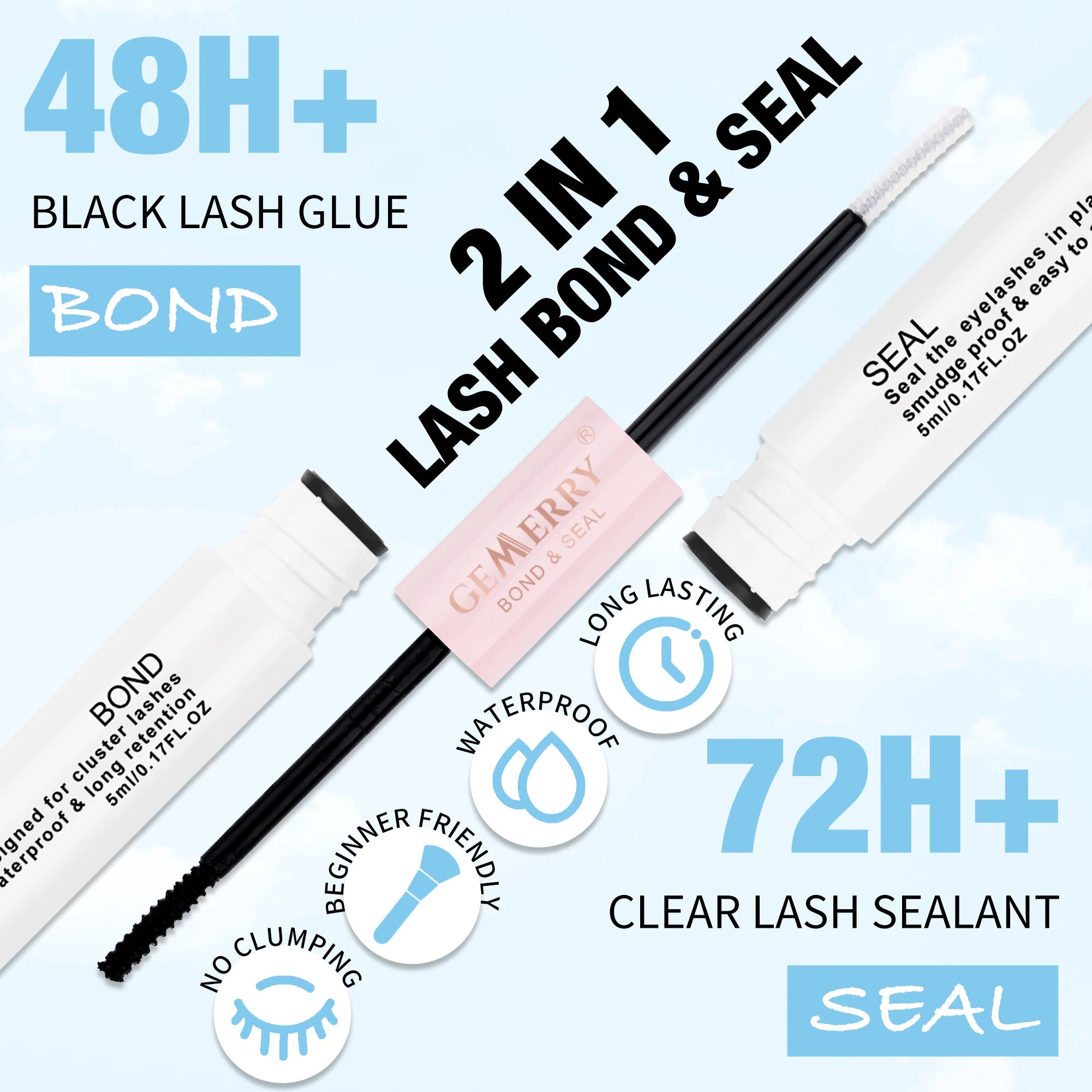 DIY Lash Extension Kit – 280 Clusters with Bond, Seal, Remover & Tweezers (40/50 Pack)