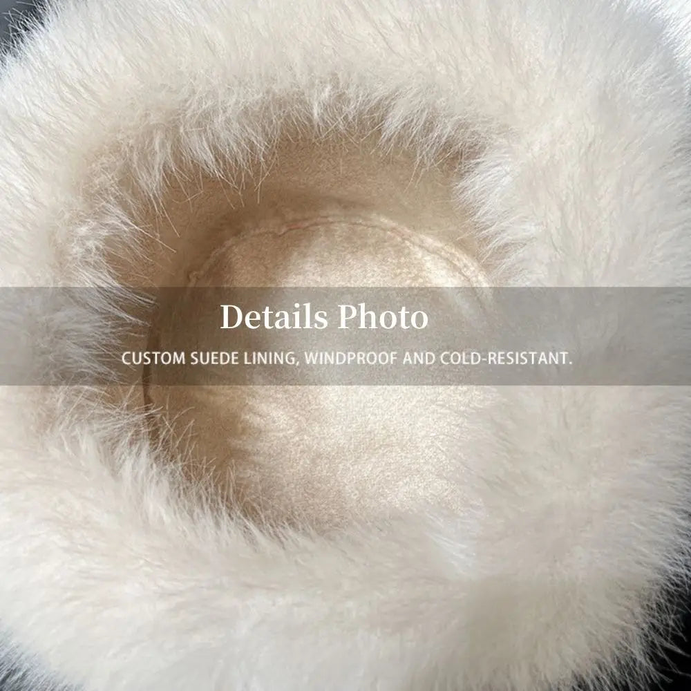 Women’s Faux Fox Fur Winter Hat – Warm Snow Ski Cap, Windproof Russian Style Ear Warmer Bonnet