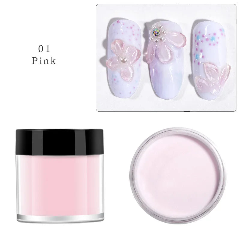 10g White Pink Clear Acrylic Powder – Professional Polymer for Carving, 3D Art, Dip & French Nail Extensions