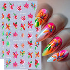 2PCS Hawaiian Floral Nail Stickers – DIY Spring/Summer Manicure Decals