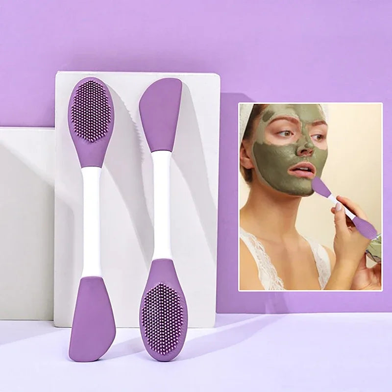 Double Head Silicone Mask & Cleansing Brush – Face Wash Massager and Mud Mask Scraper Tool for Skincare Routine