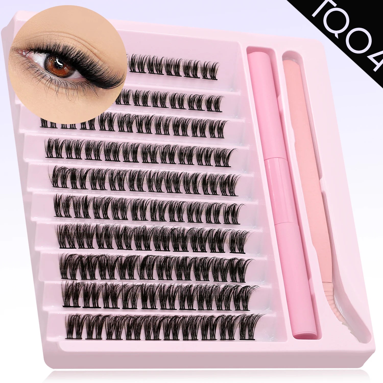 DIY Eyelash Cluster Extension Kit with Tweezers & Waterproof Lash Bond