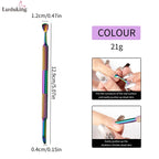 Stainless Steel Horseshoe Cuticle Pusher – Manicure Tool with Self-Adhesive Sandpaper for Gel Polish Removal