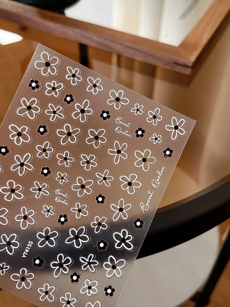 5D Floral Nail Art Stickers – Five-Petal 3D Manicure Decals
