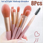 8-Piece Makeup Brush Set – Portable Foundation, Blush & Concealer Beauty Tools