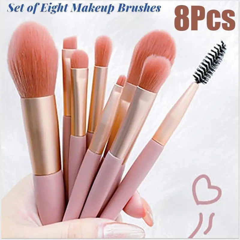 8-Piece Makeup Brush Set – Portable Foundation, Blush & Concealer Beauty Tools