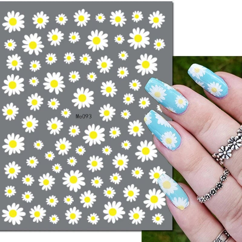 3D Y2K Hibiscus Floral Nail Stickers