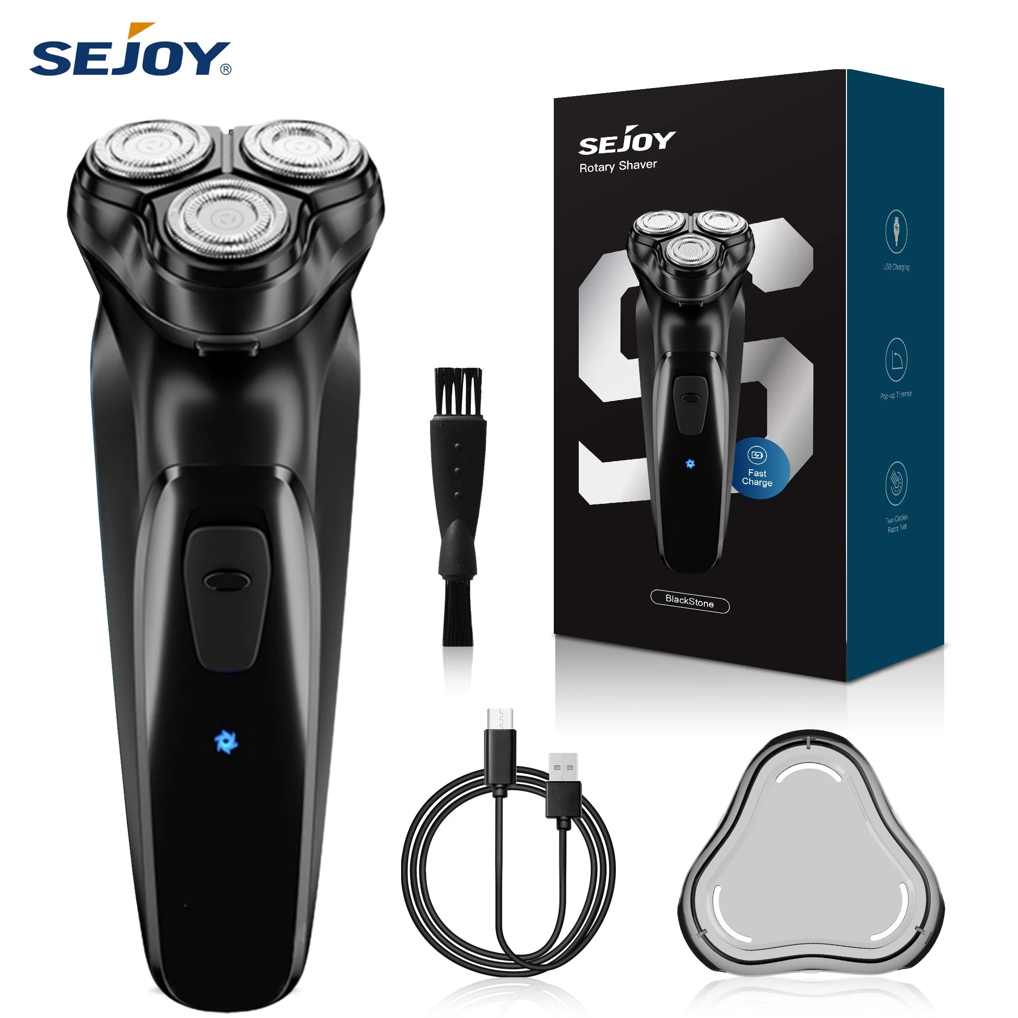 Rechargeable Electric Razor for Men – Portable Rotary Shaver & Beard Trimmer, Ideal Travel Grooming Gift
