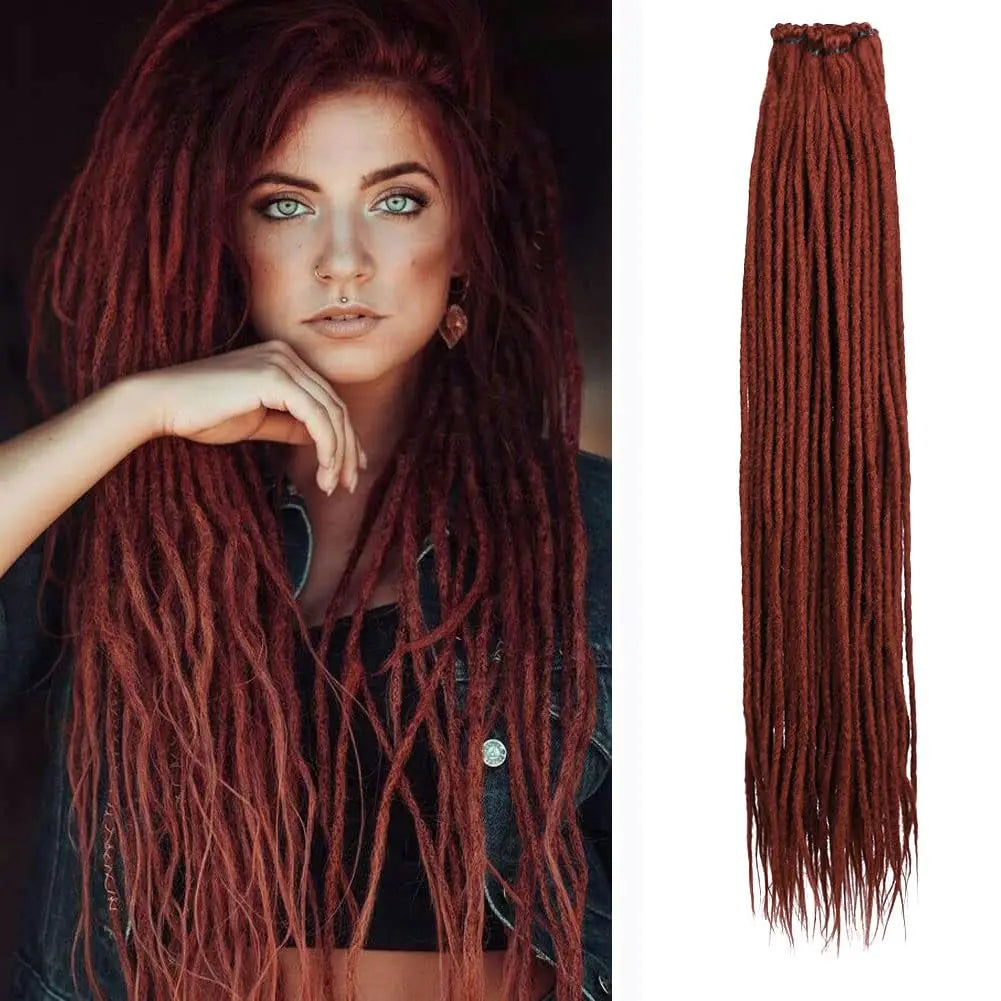 24" Handmade Synthetic Dreadlock Extensions – 10 Roots/Pack