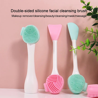 2-in-1 Silicone Facial Cleansing Brush – Mud Mask Remover & Makeup Scraper Tool