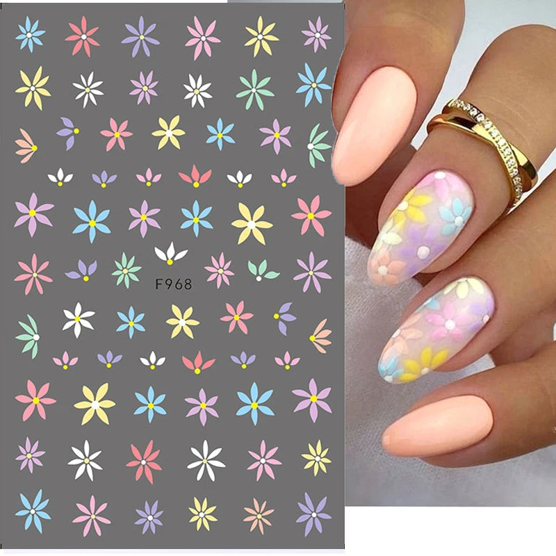 3D Floral & Butterfly Nail Art Stickers Decals