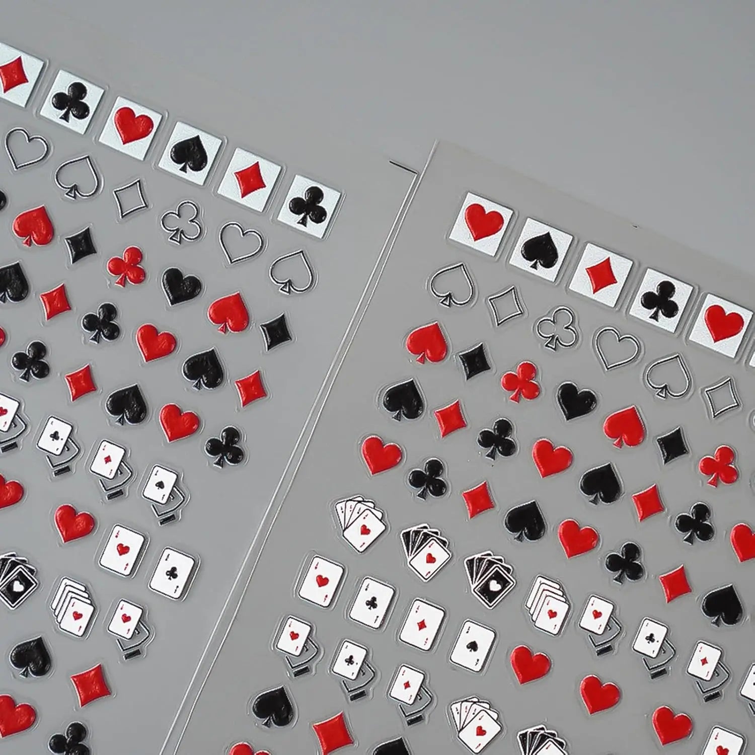 5D Poker Nail Stickers – Embossed Playing Card Design Decals