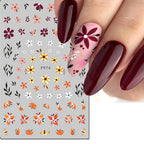 3D Floral & Butterfly Nail Art Stickers Decals