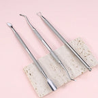 3pcs Stainless Steel Cuticle Pusher & Remover Set – Includes Cuticle Trimmer, Dead Skin Pusher & Gel Polish Remover Tool