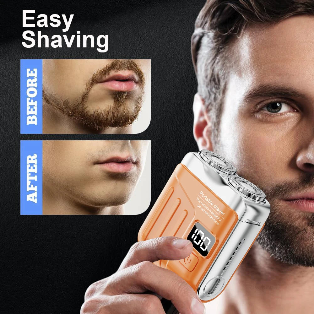 Mini Portable Electric Shaver & Beard Trimmer – Rechargeable Waterproof Men’s Razor