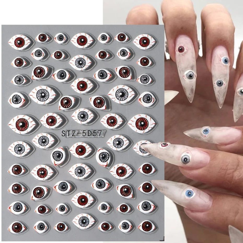5D Crustacean & Insect Nail Art Stickers – Embossed Self-Adhesive Decals