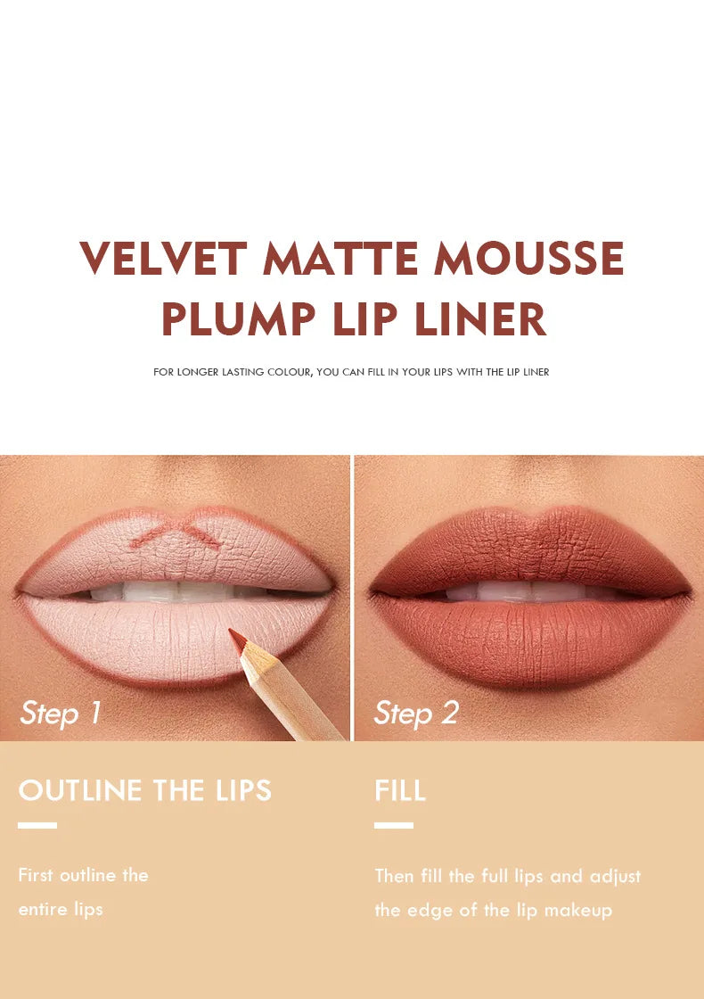12pcs Waterproof Nude Lip Liner Set – Long-Lasting, Moisturizing Pencils