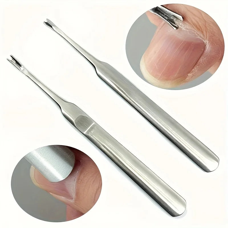 1pc Professional Stainless Steel Cuticle Pusher – Nail Cuticle Remover Fork for Manicure & Pedicure