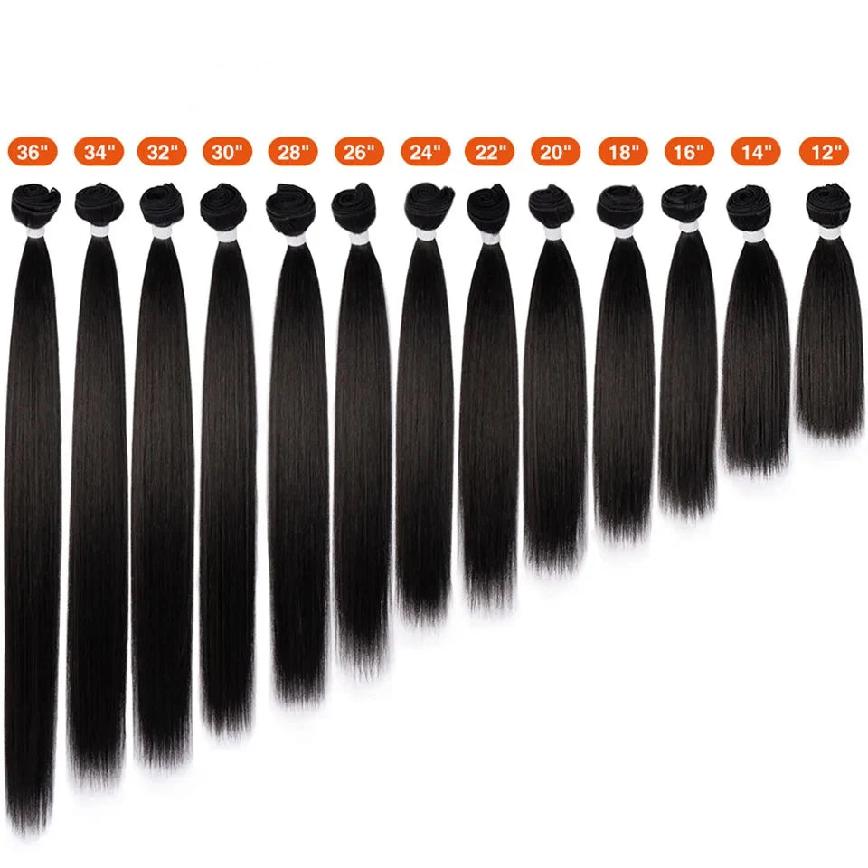 Straight Synthetic Hair Bundles – Yaki Texture, Super Long, Full to Ends