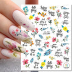 3D Butterfly & Flower Nail Art Stickers – Blue & Purple Decals for Manicure