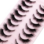 Cat Eye Wispy Mink Lashes – 10 Pairs, Natural Fluffy Long & Short False Eyelashes