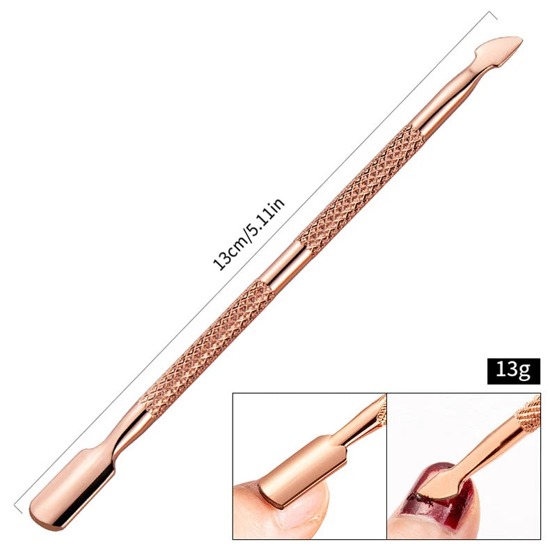 1/3pcs Double-Ended Stainless Steel Cuticle Pusher Set – Dead Skin Remover & Cuticle Scissors, 4pcs Rose Gold Manicure Tools