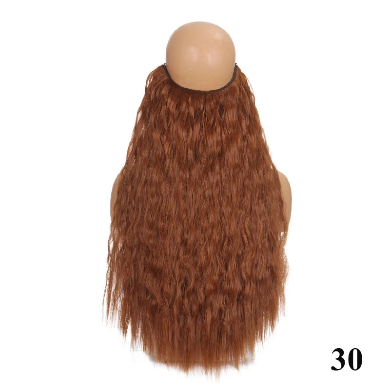 Fish Line Hair Extensions – Straight & Curly, 40/50/60cm, Daily Wear