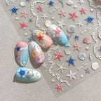 3D Starfish Shell Nail Stickers – Summer DIY Self-Adhesive Decals