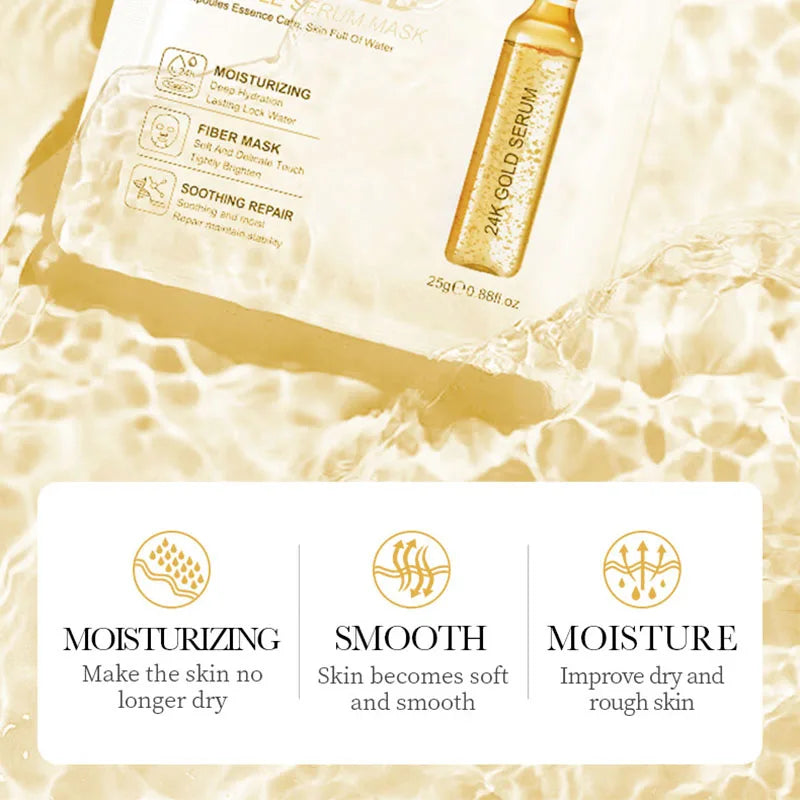 10pcs 24K Gold Vitamin C Hydrating Face Masks