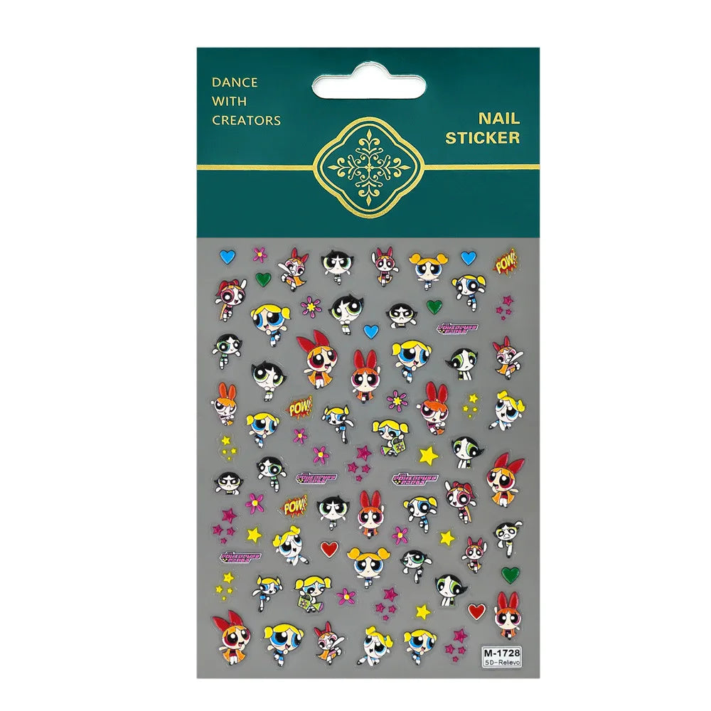 Kawaii Powerpuff Girls Nail Stickers – Cartoon Anime Nail Decals