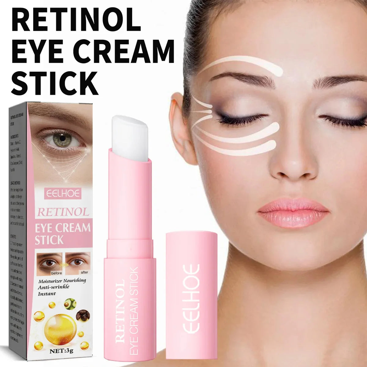 Retinol Anti-Wrinkle Eye Cream Stick – Dark Circles & Puffiness Remover