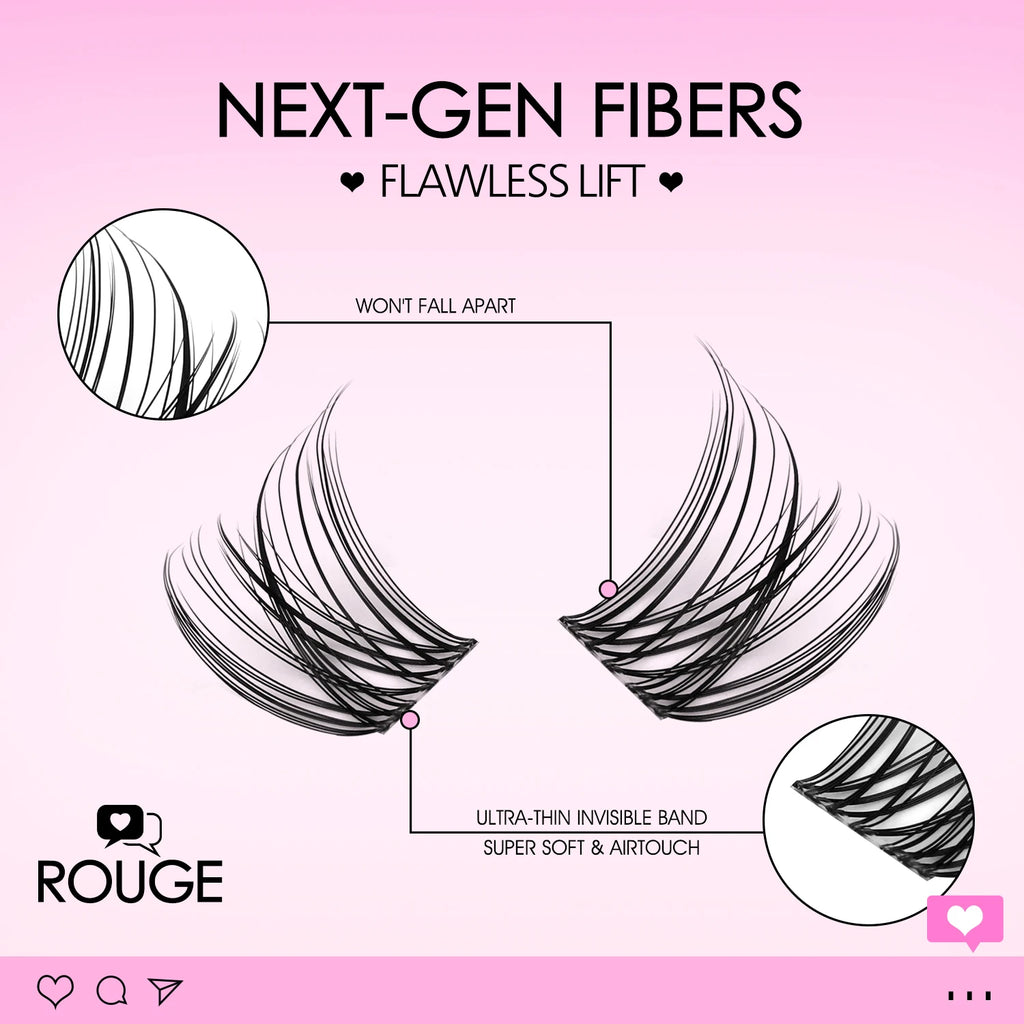 WOSHEER Natural Cluster Lashes – Volume Mixed Eyelash Extensions