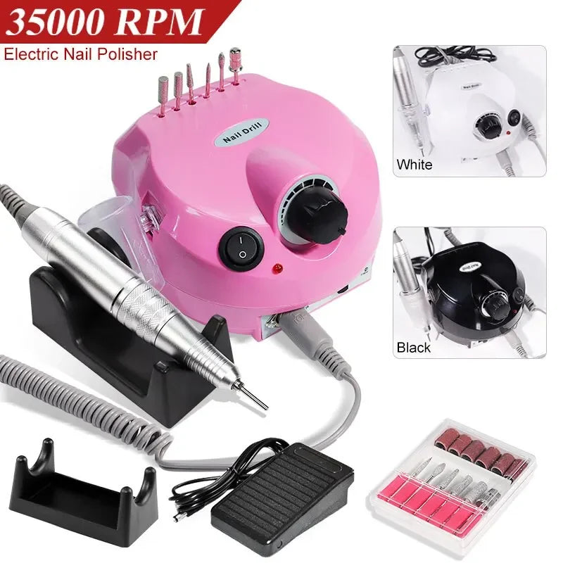 35000 RPM Professional Electric Nail Drill Kit – Portable Manicure & Pedicure Machine with Drill Bits & Nail Files