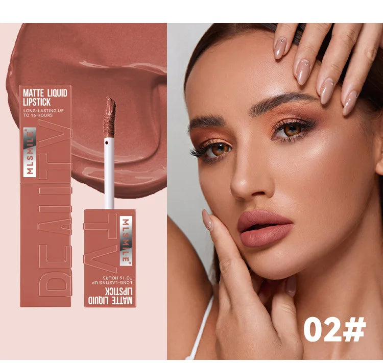 MLSMILE 6-Color Velvet Matte Lip Glaze – Waterproof, Long-Lasting, Non-Stick Lip Tint