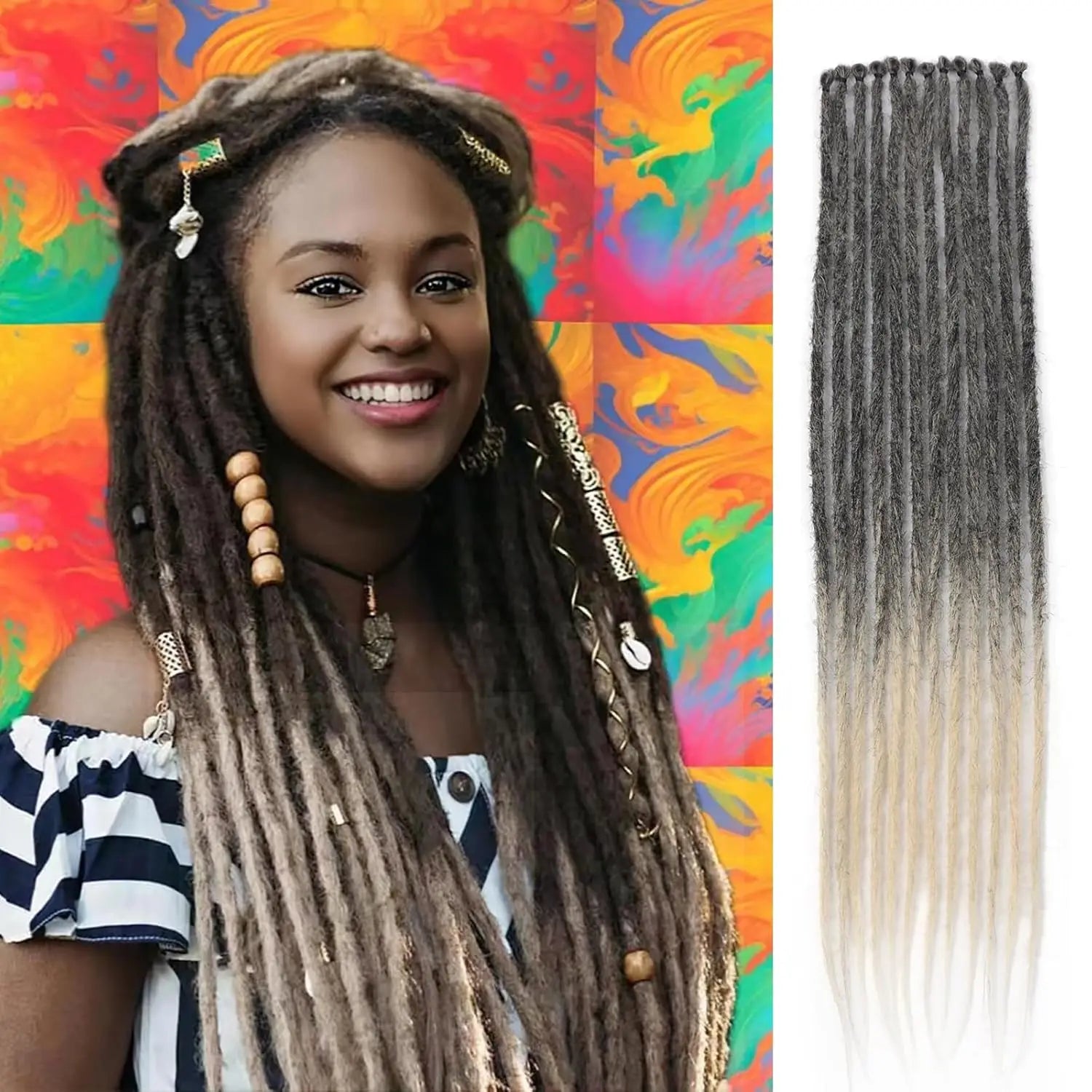 24" Handmade Synthetic Dreadlock Extensions – 10 Roots/Pack