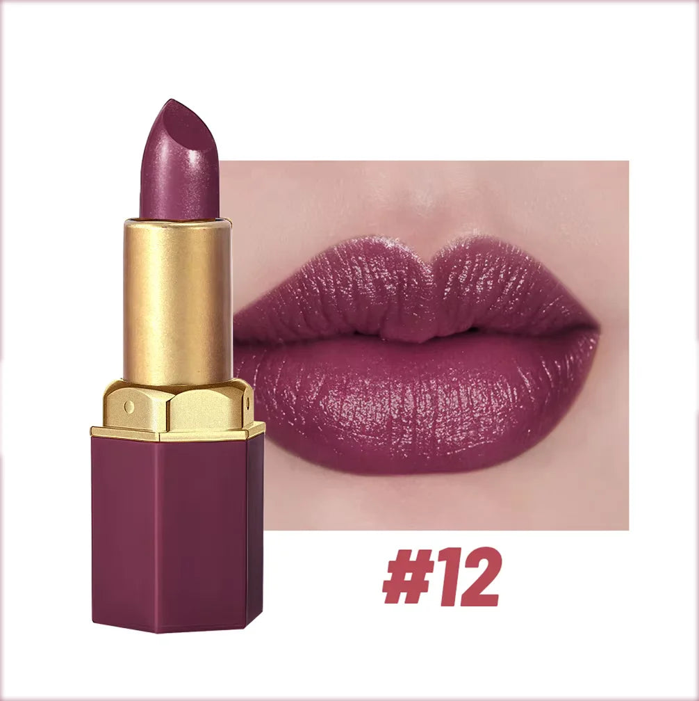 Gold Bar Matte Glitter Lipstick – 6 Colors, Velvet Texture, Valentine’s Gift
