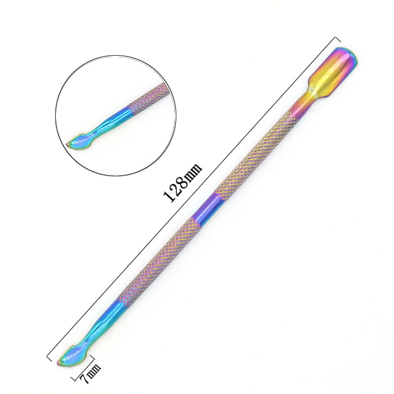 1pc Stainless Steel Dead Skin Remover – Double-Ended Cuticle Pusher & Nail Art Cleaner Tool