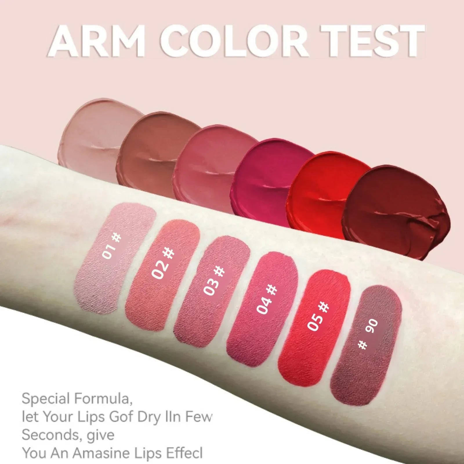 MLSMILE 6-Color Velvet Matte Lip Glaze – Waterproof, Long-Lasting, Non-Stick Lip Tint