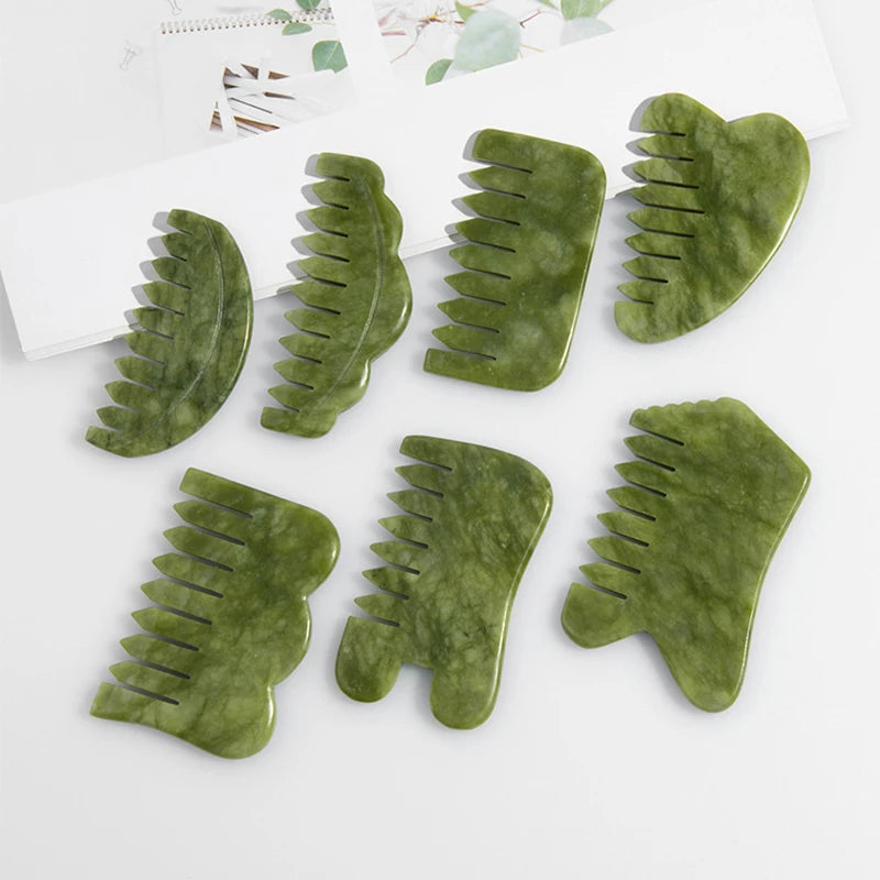 Natural Jade Comb Gua Sha Scraping Massage Tool