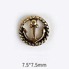 10pcs 3D Alloy Anchor Nail Charms – Gold & Silver Luxury Nail Decorations