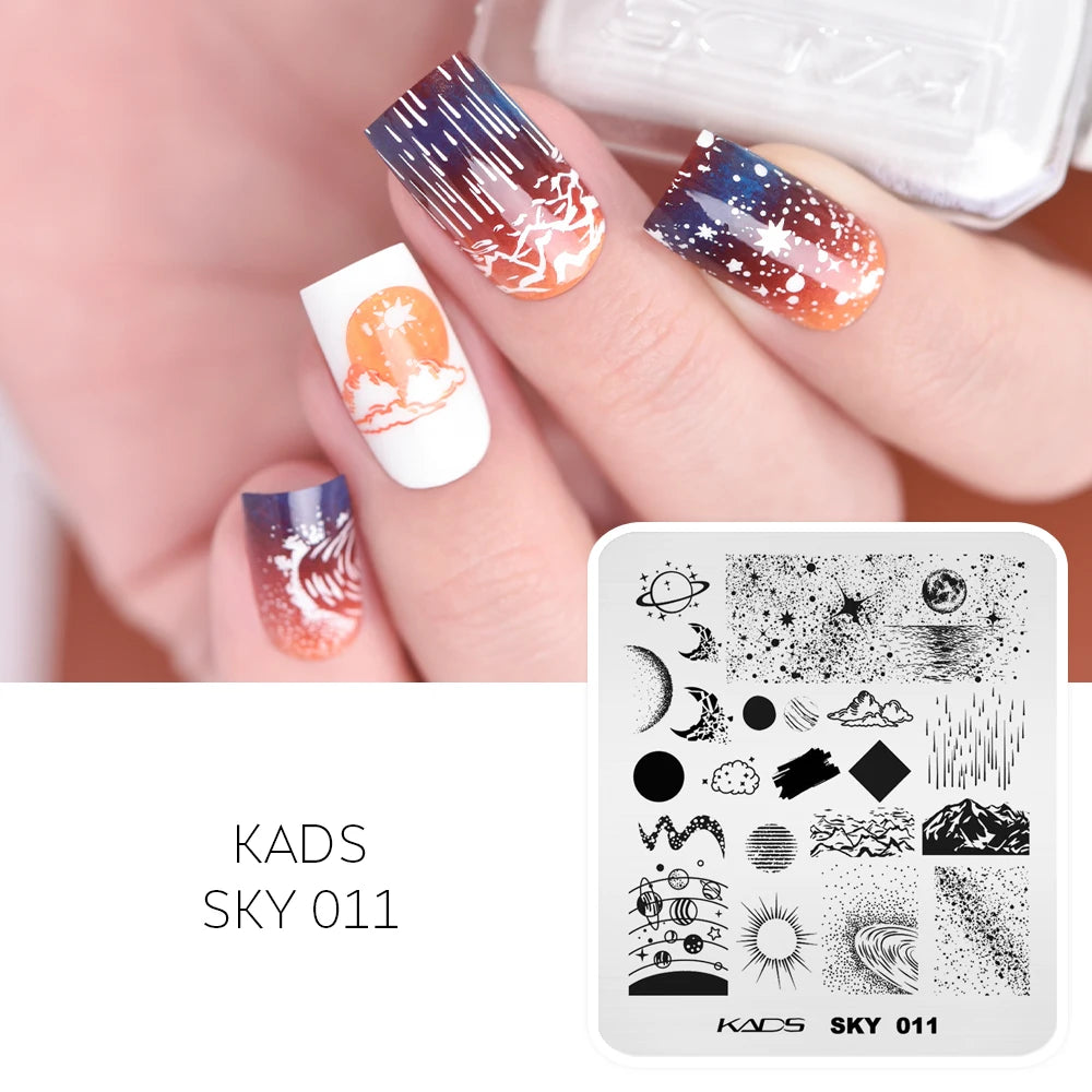 KADS Sky 011 Nail Stamping Plate – Moon & Galaxy Design Stainless Steel Template