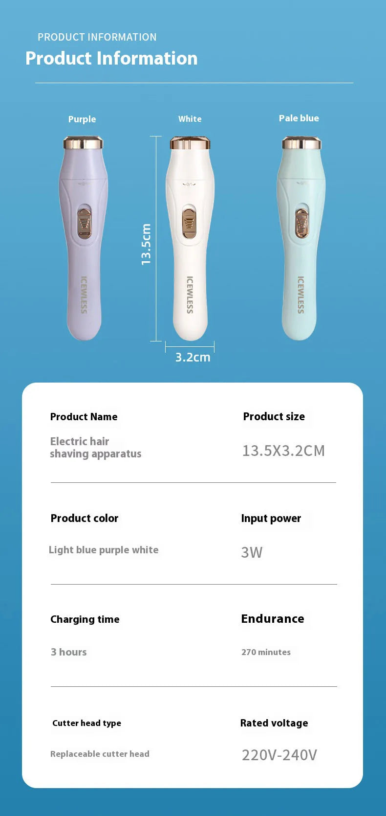 Electric Waterproof Hair Trimmer for Women – Painless Body & Facial Hair Removal