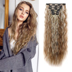 6PCS 20" Curly Synthetic Clip-In Hair Extensions – Wavy Style