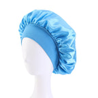 New Women’s Satin Solid Wide-Brimmed Sleeping Hat – Unisex Elastic Head Wrap Bonnet for Hair Care