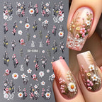 5D Spring Flower Nail Art Stickers – Colorful Daisy & Vine Decals for DIY Nails