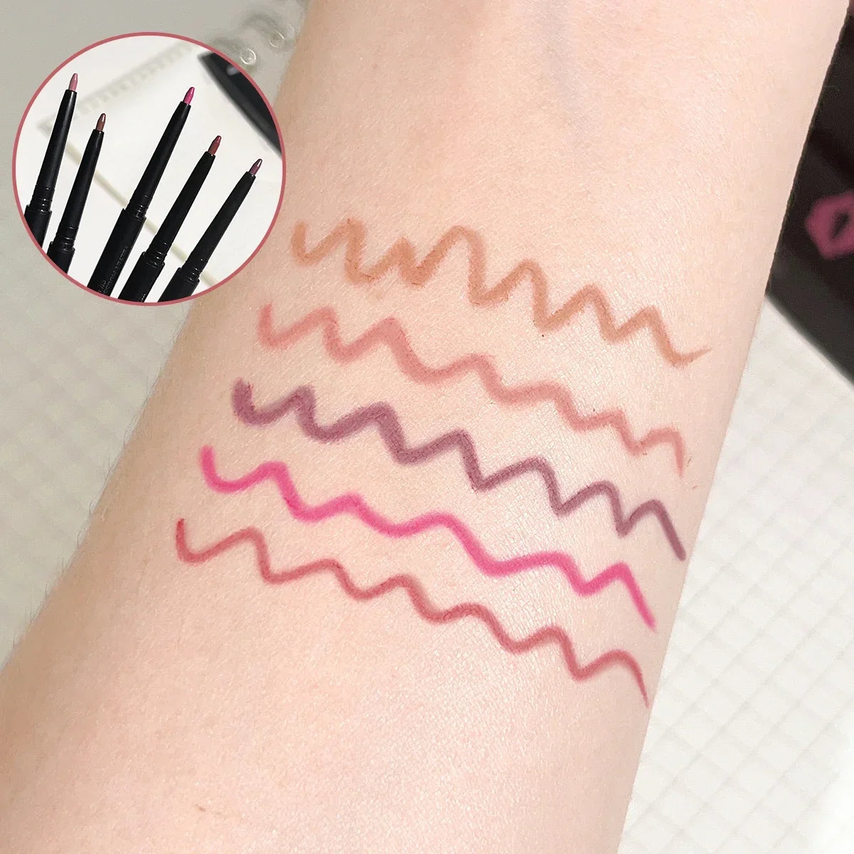 Waterproof Matte Lip Liner Pencil – 5 Long-Lasting Colors, Smudge-Proof, Unisex