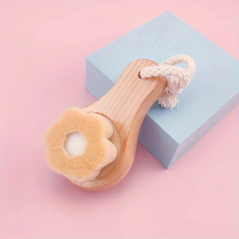 1Pc Wooden Facial Cleansing Brush – Exfoliating Bamboo Hair Face Massage & Skincare Brush