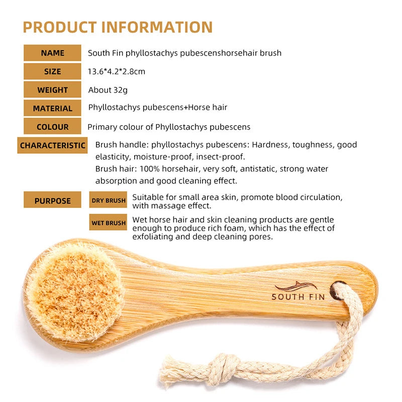 1Pc Facial Cleansing Brush – Soft Bamboo Hair Face Brush for Deep Cleaning, Gentle Massage & Portable Skincare