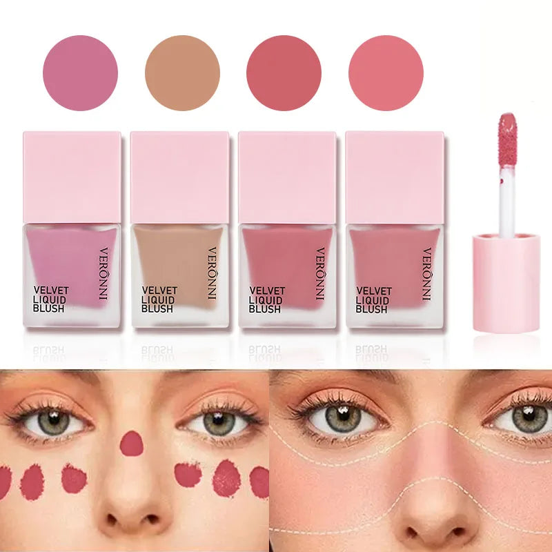 4-Color Liquid Blush – Long-Lasting, Blend able Vegan Cheek Tint